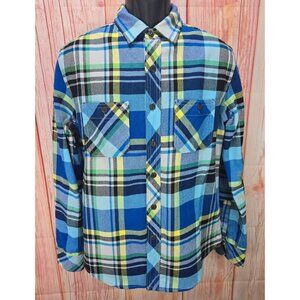 Aeropostale Mens Blue Plaid Flannel Shirt Small Cotton